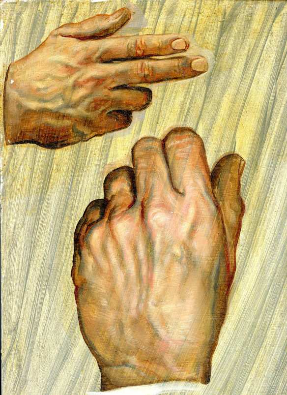oil study of hands by Bernard Safran